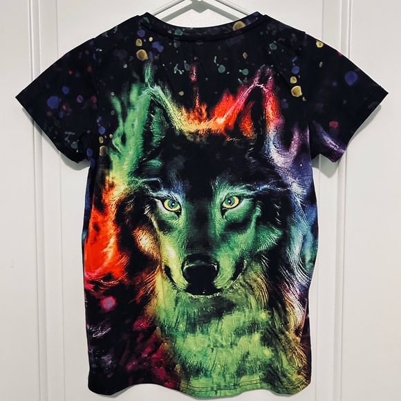 Kids Colorful Wolf Shirt - Picture 2 of 3